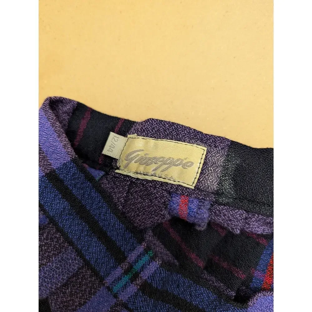 Vintage 70s Union Made Giuseppe Stripe Pleated Midi Skirt Navy Purple Collegiate